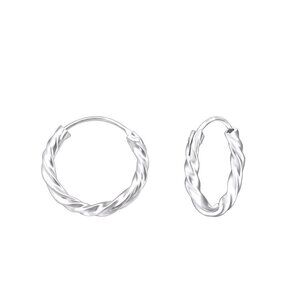 Sterling Silver Twisted Huggie Hoop Earrings 14mm